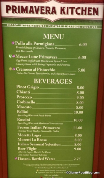 Primavera Kitchen Menu