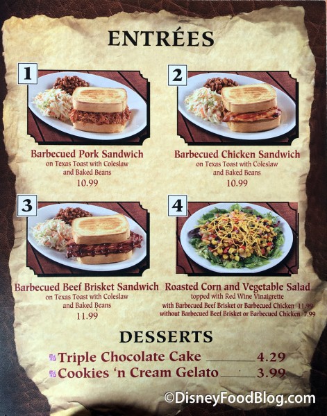 Tortuga Tavern Menu
