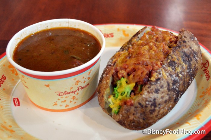 Broccoli, Cheddar & Bacon Baked Potato and Chicken Gumbo