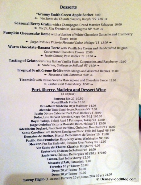 Dessert Menu -- Click to Enlarge