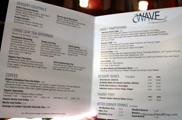 Dessert Menu -- Click to Enlarge