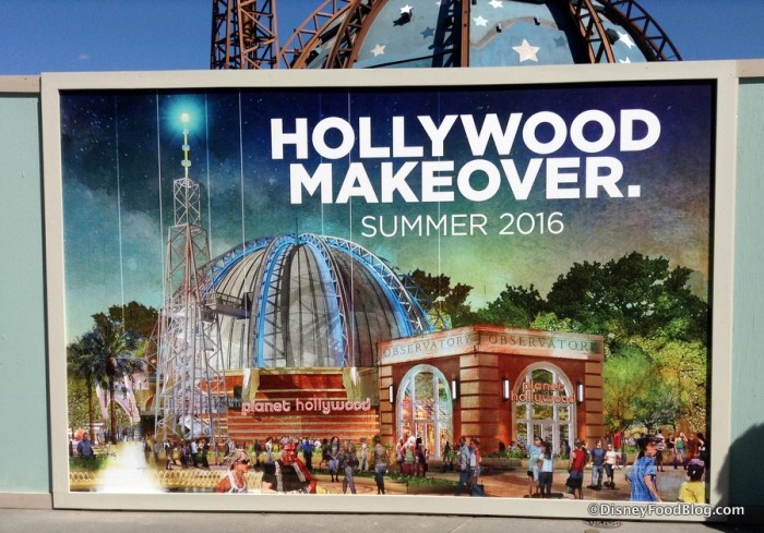Walls outside of Planet Hollywood's refurbishment in Disney Springs