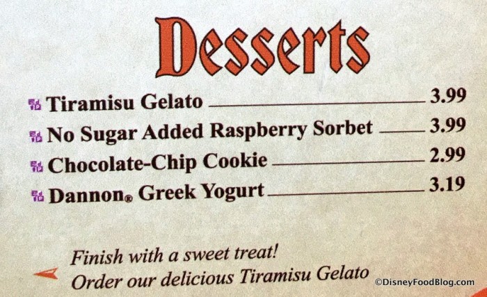 Pinocchio Village Haus Desserts