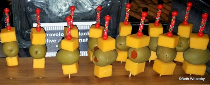 Cheddar and Green Olive Sabers