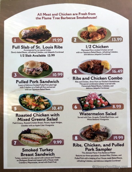 Flame Tree Barbecue menu