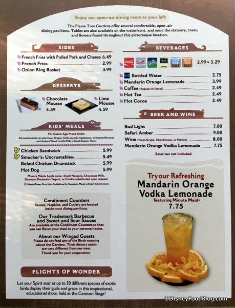 Flame Tree Barbecue menu
