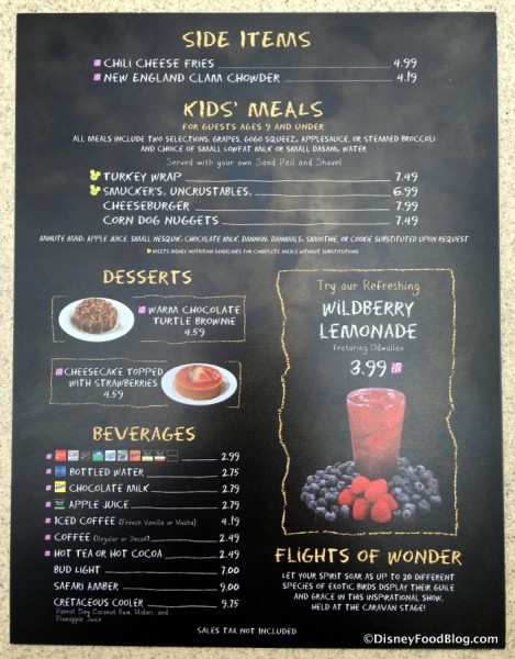 Restaurantosaurus menu