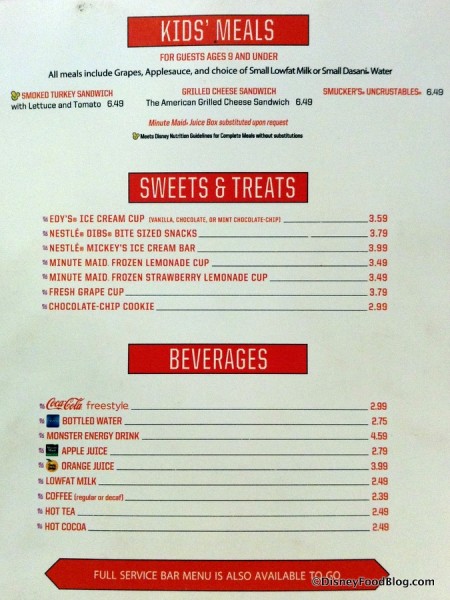 Kids, Desserts, and Drinks Menu