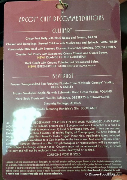 Tasting Sampler Credential -- Back