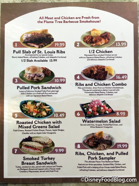 Flame Tree Barbecue Menu
