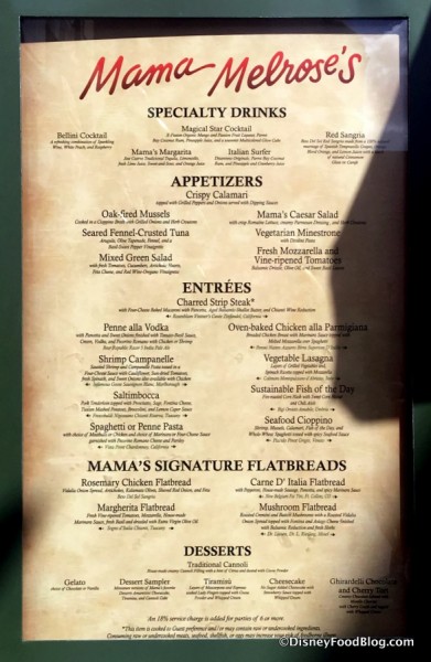 Mama Melrose's Menu