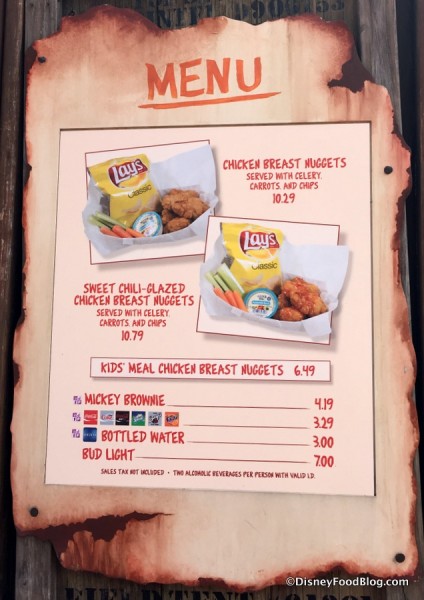 Oasis Canteen menu