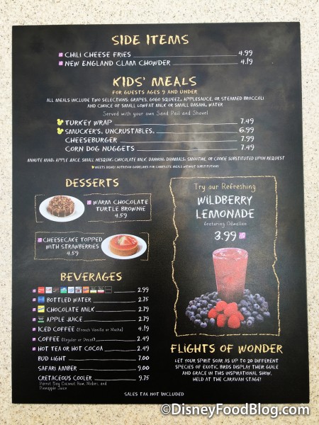 Restaurantosaurus Menu