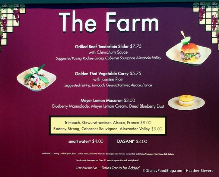 The Farm Booth Menu