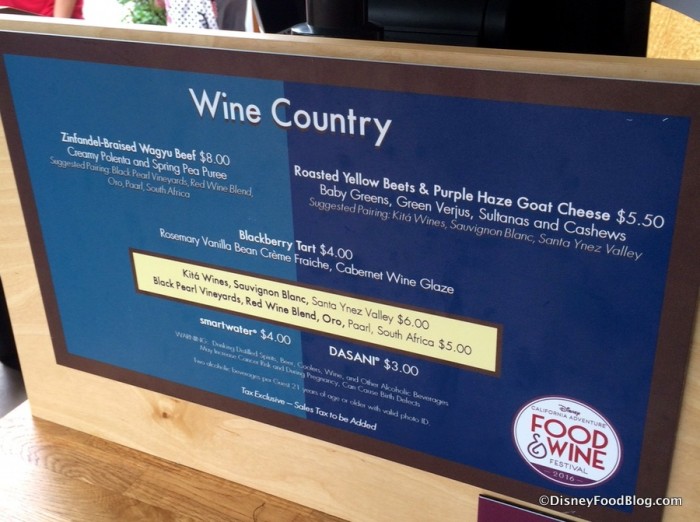 Wine Country Menu