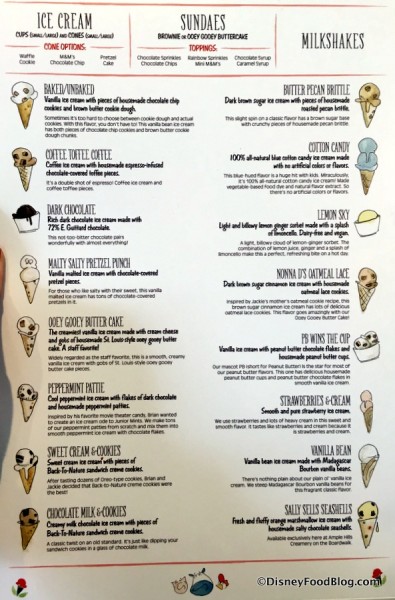 Ample Hills Flavor Menu
