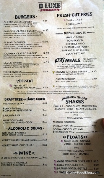 D-Luxe Burger menu