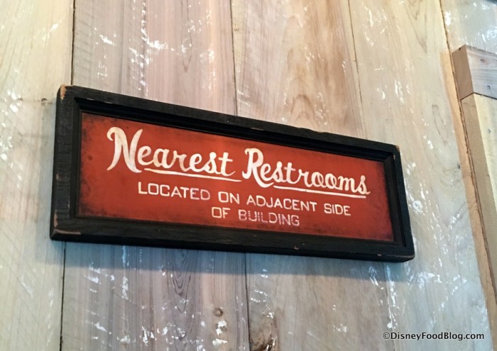 Nearest Restrooms sign