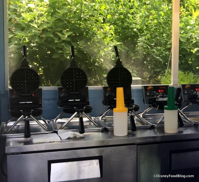 Wafflemakers inside the kiosk