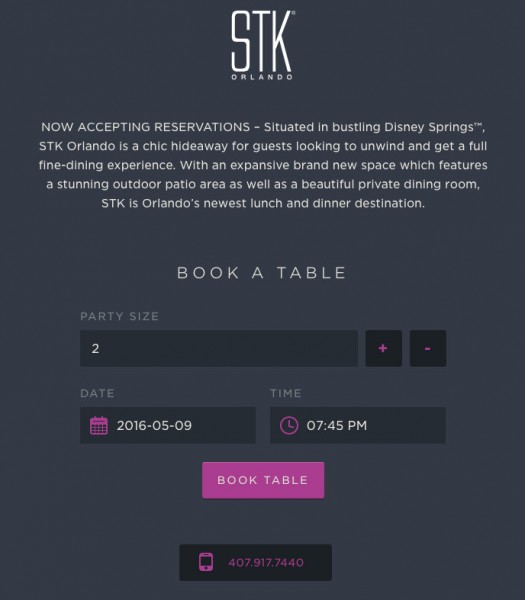Screenshot from the STK Orlando webpage