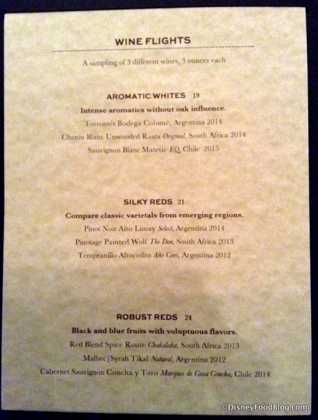 Wine Flight Menu -- Click to Enlarge