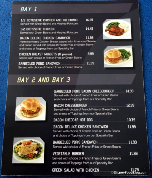 Cosmic Ray's Starlight Cafe menu