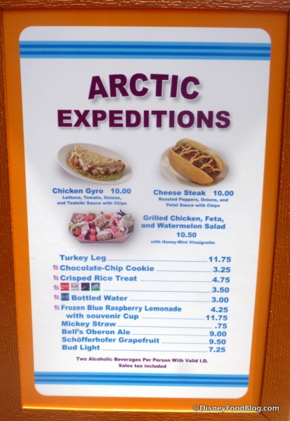 Arctic Expeditions Menu