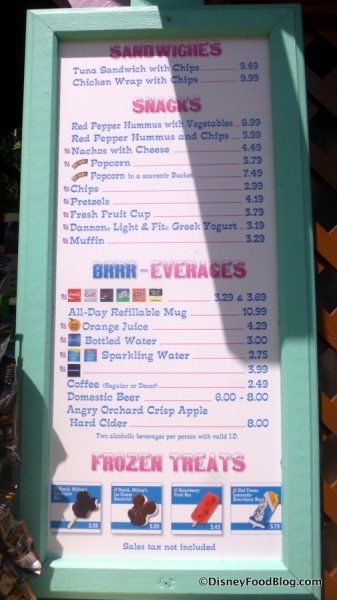Cooling Hut Menu