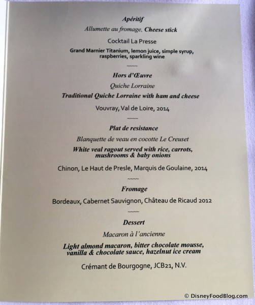 Menu -- Click to Enlarge