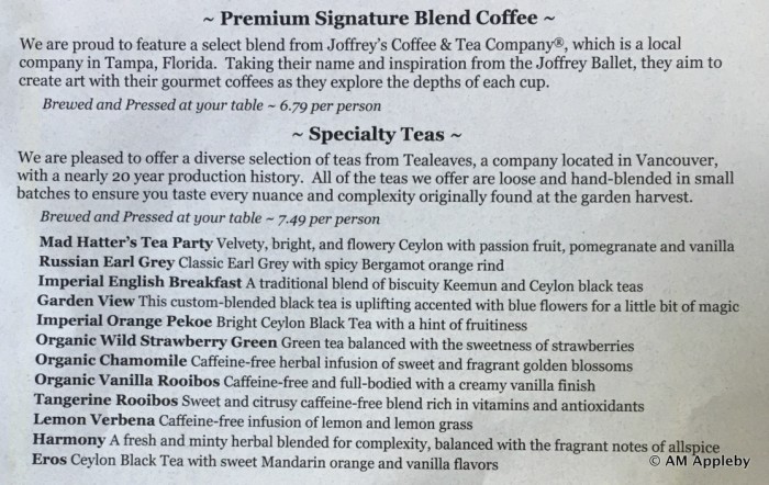 Tea Menu -- Click to Enlarge