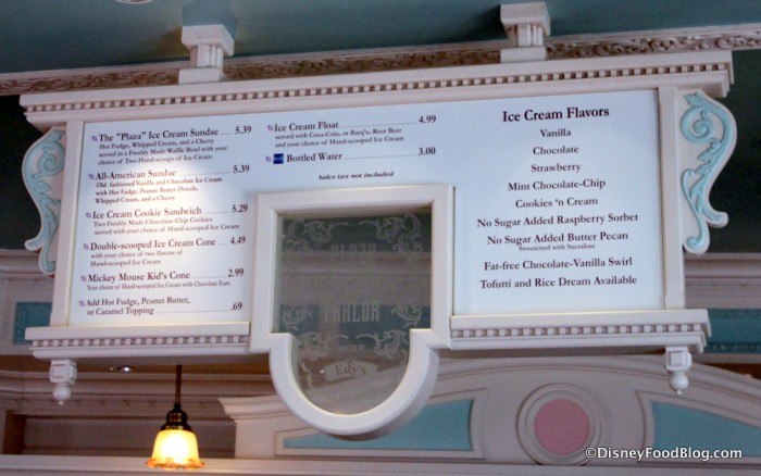Plaza Ice Cream Parlor Menu