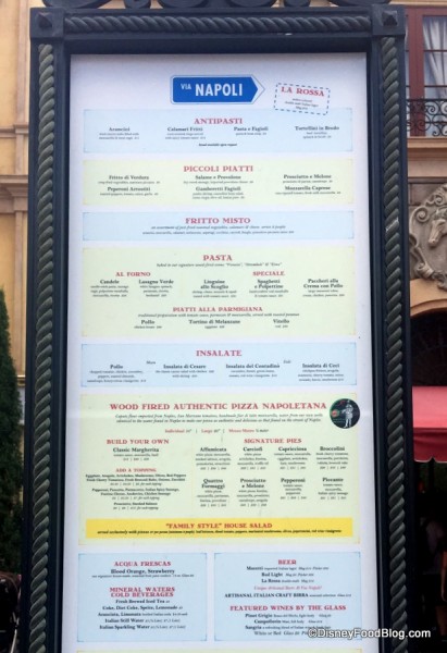 Via Napoli menu