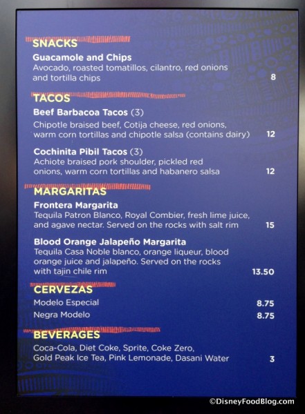 Frontera Cocina Walk-up Menu