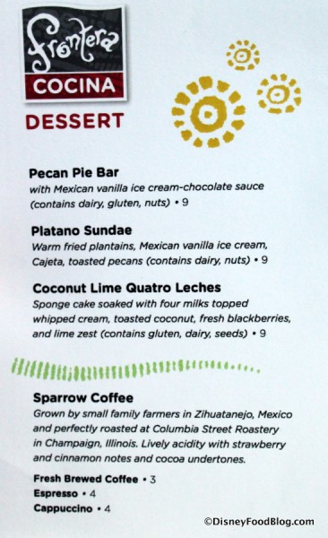 Dessert Menu