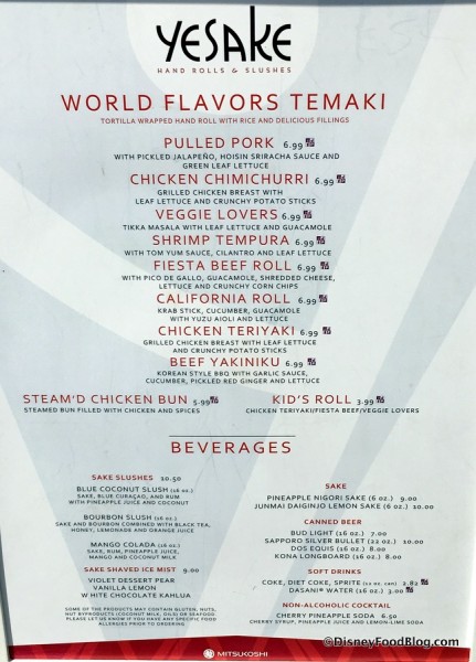 YeSake Menu