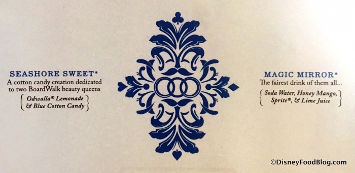 Curious Cocktails Non-Alcoholic menu closeup