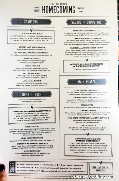Menu -- Click to Enlarge