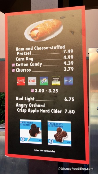 Snack Stand Menu