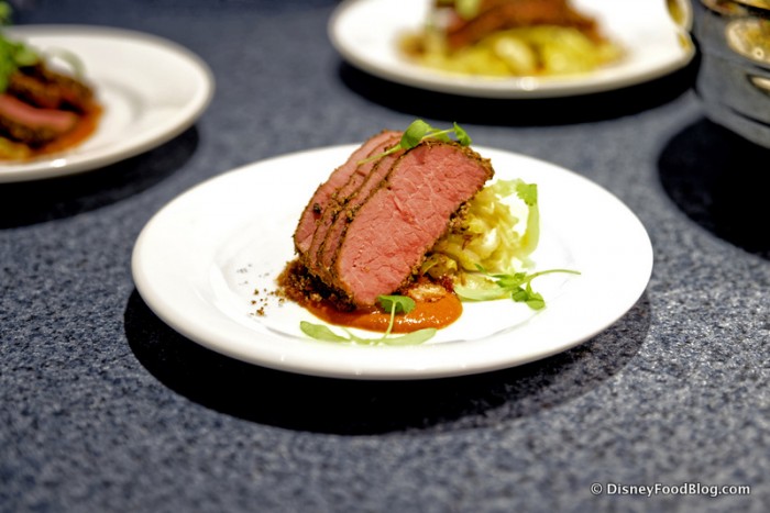 Pastrami-cured Lamb Loin with Black Brioche Crumble