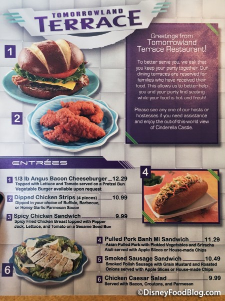 Tomorrowland Terrace Menu 2 -- click to enlarge