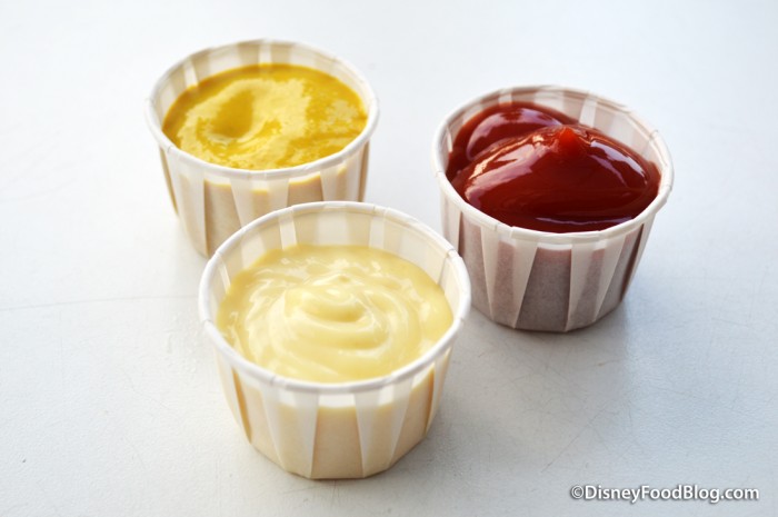 Yellow Mustard, Ketchup and Mayo