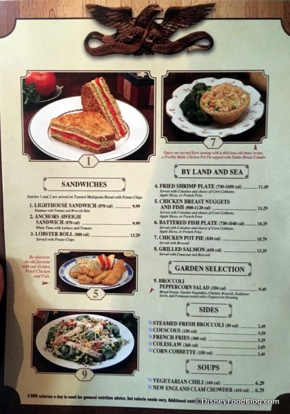 Columbia Harbour House Menu