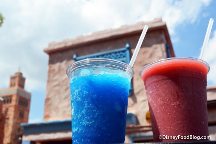 Royal Blue slushie and Mixed Berries Delight smoothies