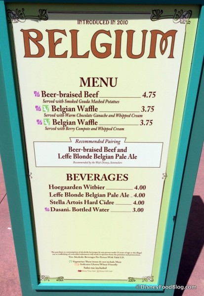 Belgium Menu