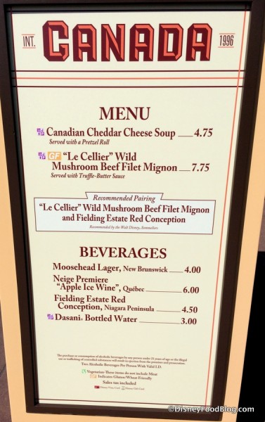 Canada Menu