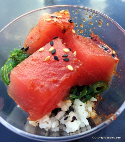 Spicy Tuna Poke with Seaweed Salad and Nori Rice