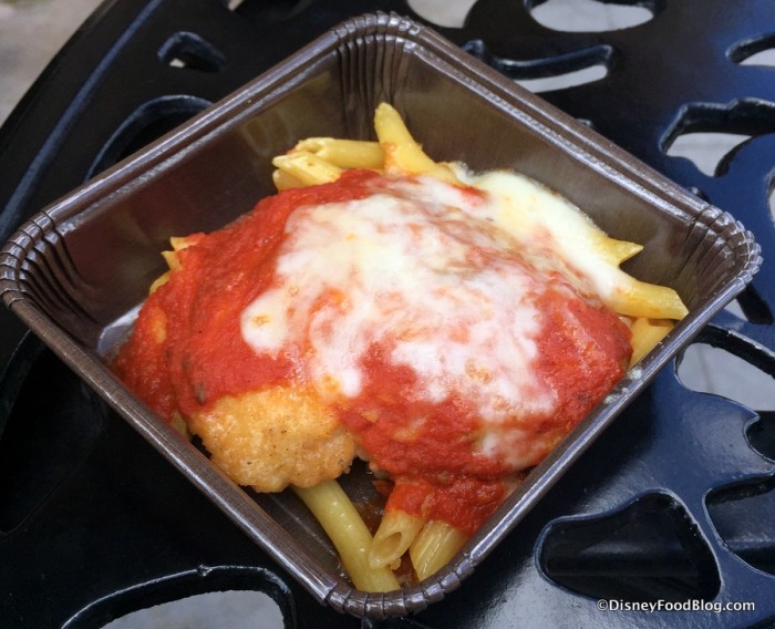 Pennete alla Parmigiana -- Baked Ziti and Chicken Parmigiana, Tomato Sauce, Mozzarella and Parmesan Cheese