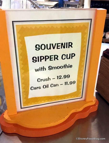 Souvenir Sipper Cups sign