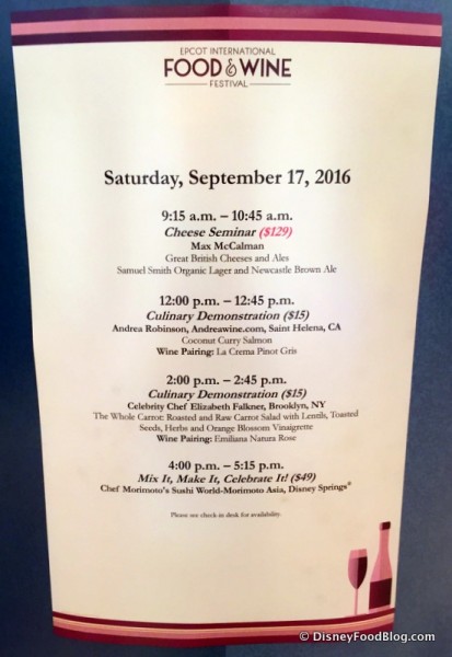 Chef's Showcase Schedule