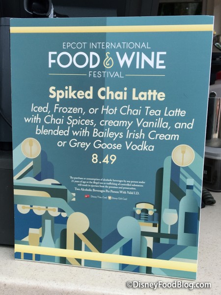 Spiked Chai Latte sign